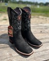 Los Altos Men’s Matte Black Python Wide Square Toe Boots