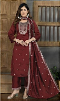 Image 1 of Soft Silk Kurtha Set - Design #8