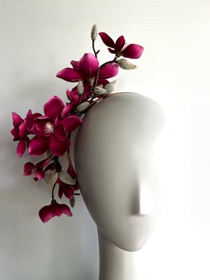 Image of Burgundy magnolia headpiece 