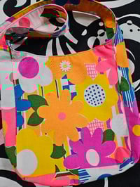 Image 1 of Bright mod flowers shoulder bag made from vintage fabric