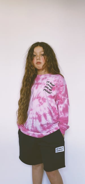 Image of We Dreamed Long Sleeve T-shirt Neon Pink Tie Dye