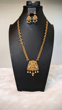 Image 1 of Ayusha-Original Brass with American Diamond Temple Jewelry Necklace Set Featuring Goddess Laxmi