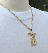 Image 3 of 4mm Rope chain with Large                         San Miguel pendant for men(Gold Plated)