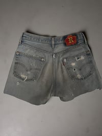 Image 2 of reworked hibiscus logo Levi’s shorts 