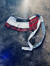 Image 1 of Pleated Wrap Denim Mini