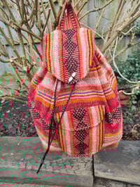 Image 5 of MALIA Mexican Baja woven fabric Backpack - ORANGE