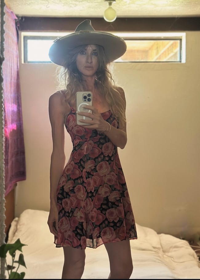 90s  Betsey Johnson New York black label rose slip dress