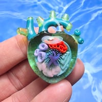 Image 1 of LARGE "MY HEART BELONGS TO THE SEA" ANATOMICALLY CORRECT HEART PENDANT 36