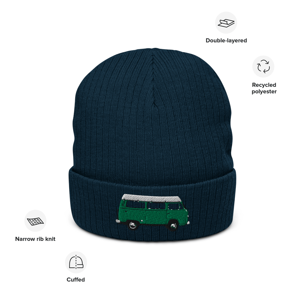 LTC RIBBED KNITTED BEANIE (GREEN/WHITE BUS)