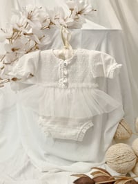 Image 1 of Photo prop | Newborn girls body-dress for photoshoots | Bessie | white