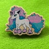 Pocket Monster Galarian Ponyta, Unicorn Psychic Type Wood Pin Pastel