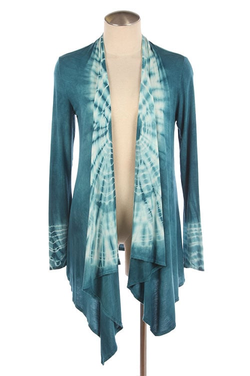 Image of Tie Dye Draped Open Cardigan