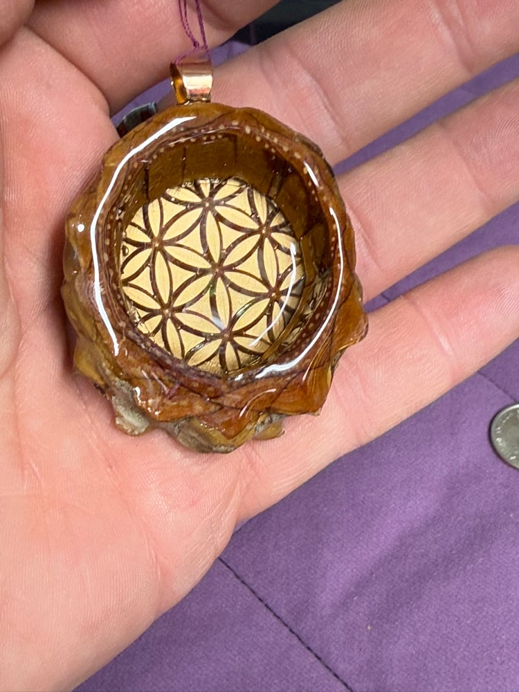 Image of Gold Flower of Life Pinecone Charm | Handmade PNW Jewelry | #88