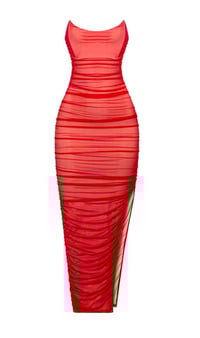 Image 2 of SLEEVELESS CORSET RUCHED MESH MAXI DRESS