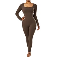 Image 3 of Fitted Stretch Yoga Romper workout jumpsuit