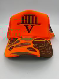 Image 1 of LVL3 NYC ORANGE CAMO TRUCKER HAT 