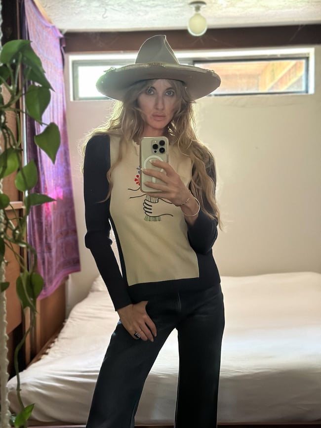 70s knit PICASSO flowers sweater