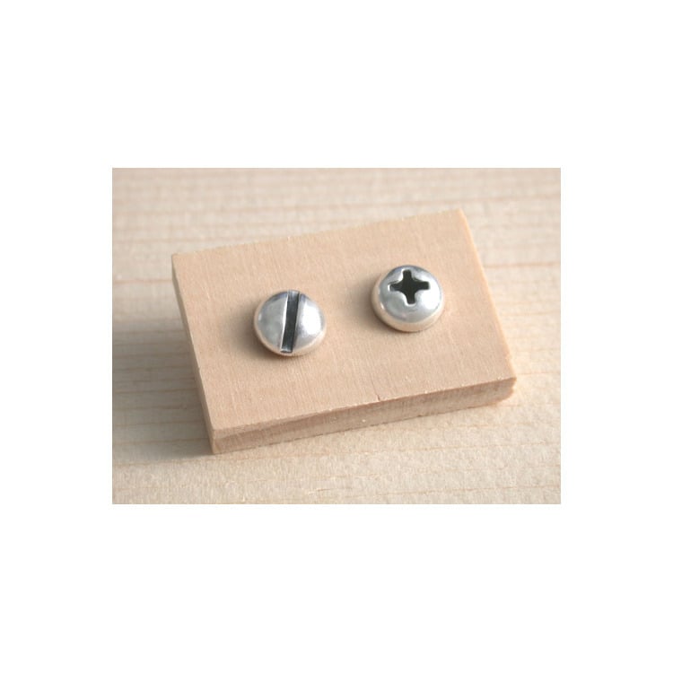 Image of round screw earrings