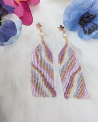 made to order Pink and gold lux fringe earrings