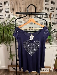Image 1 of NWT pearl stud heart top