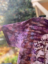 Image 2 of LARGE  CROP TOP Godzilla Be Gay Do Crime Tie Dye Shirt C19