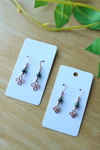 Image 1 of Clover + Round Bead Copper Earrings