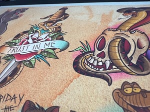 Image of Disney Inspired Traditional Tattoo Flash Sheet: D12 11x14