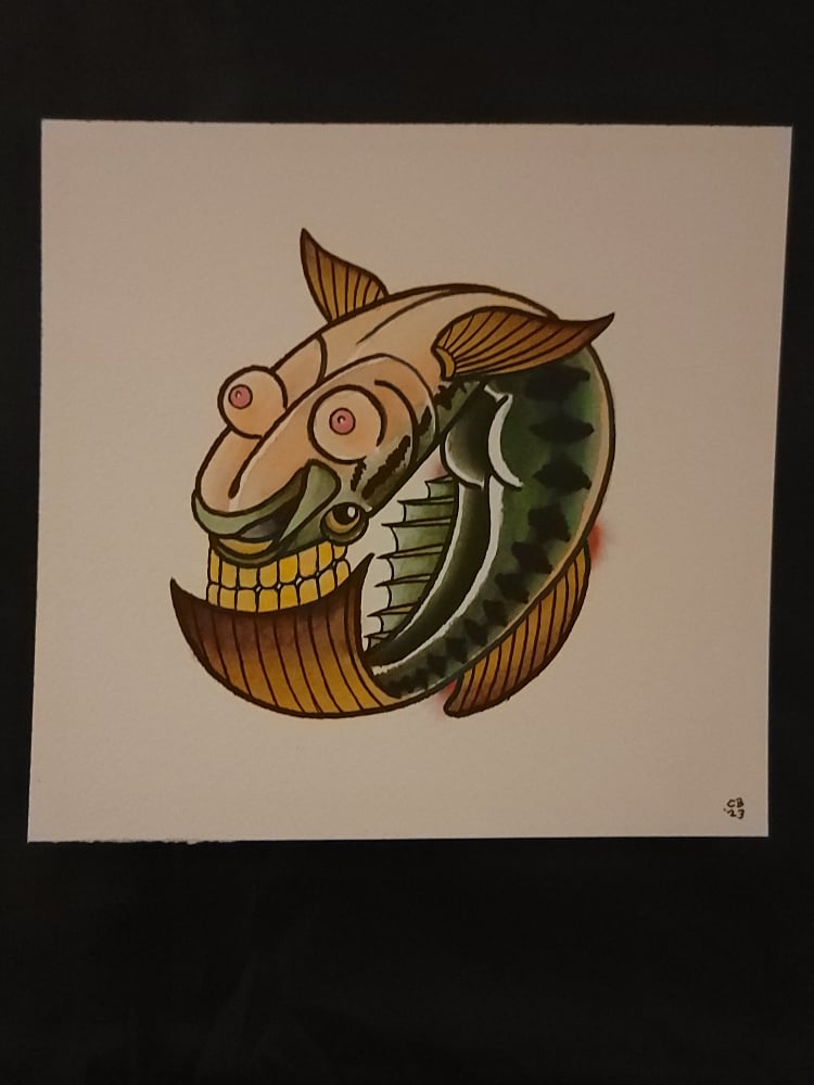 Image of Booby eyed fish face original paintings 