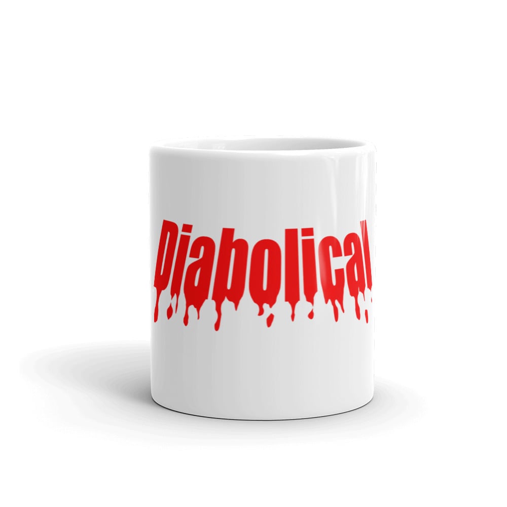 Diabolical drip text logo mug 