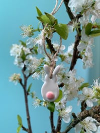 Image 2 of Ceramic Hanging Little Bunnies  Sideways or back view (Set of 2)