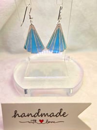 Image 5 of Handcrafted Resin Art Deco Shades of Blue Earrings 