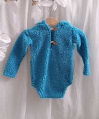 Image 2 of Fluffy Baby bodysuit for photoshoot | hooded | bear ears | age 9-12 months | blue