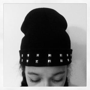 Image of Black studded beanie