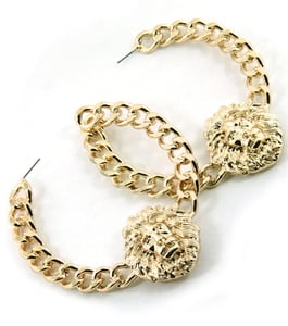 Image of Lion Chain Hoop Earrings