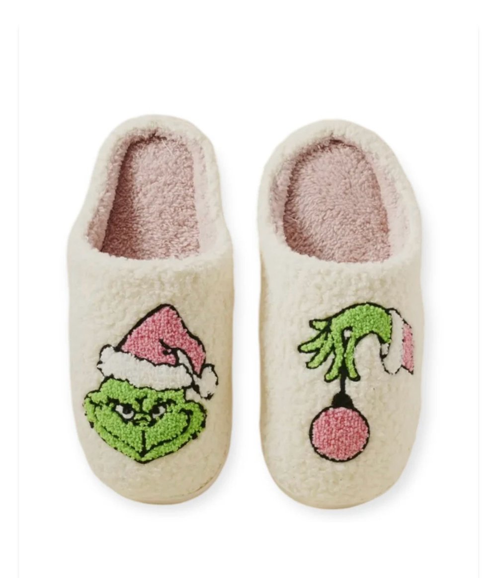 Image of Grinch House Shoes 🩷💚🤍