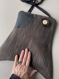 Image 5 of Large Zippertop Dark Chocolate and Black Canvas Bag