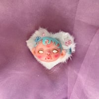 Image 1 of 2way hair clip and brooch - pink x blue heart