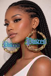 Image 2 of Zodiac Bamboo Hoop Earrings 