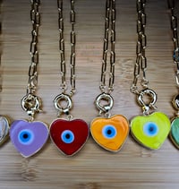 Image 3 of Short Chain Heart Evil Eye Necklace