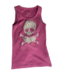 Image 1 of Floral Skull Handmade Tank Top ♡🌸💀(S/M)
