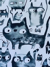 Image 1 of Cat Friends A Fine Art Print 9” x 12” 