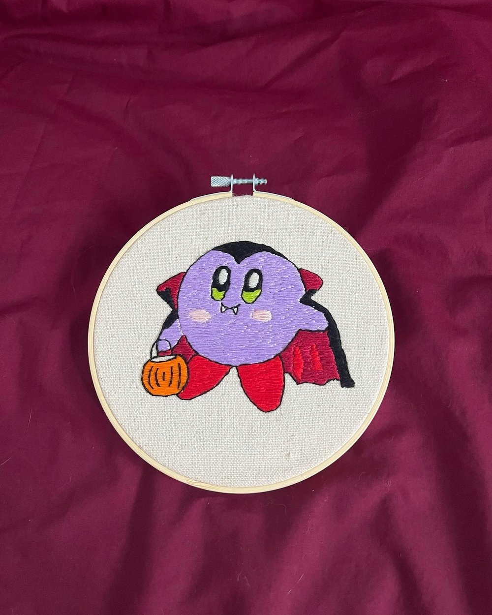 Image of Vampire Kirby 6” Embroidery Hoop