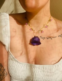 Image 2 of 💜Purple Bellflower Necklace💜Golden