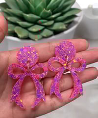 Image 3 of Glittered Bow Shaped Earrings 