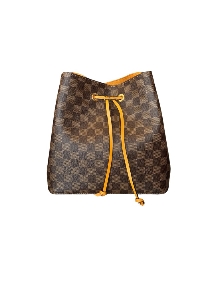 Image of Louis Vuitton Safran Damier Ebene Neonoe MM Handbag 107-821