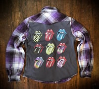 Upcycled “Rolling Stones” t-shirt flannel