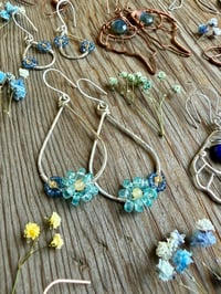 Image 2 of Large Spring Bouquet Earrings with Sapphire & Apatite