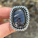 Image 3 of Rectangular Handmade Sterling Silver Hypersthene Ring