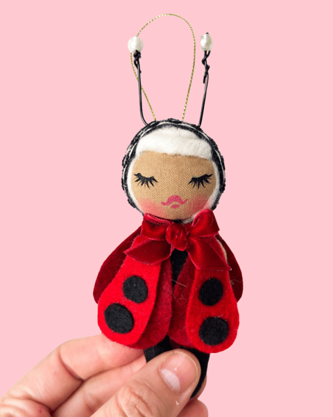Image of Ladybug Christmas Doll Ornament