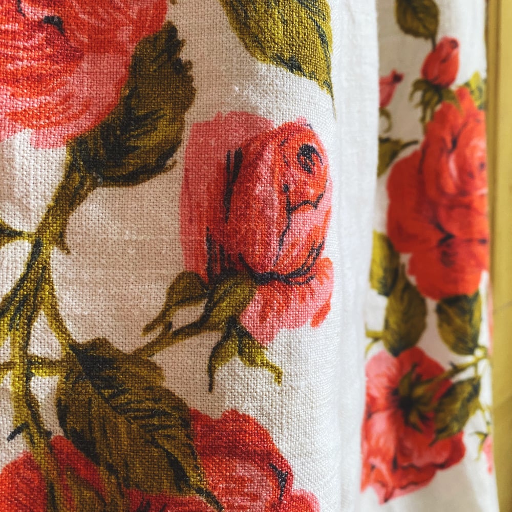 Image of Red Rose Garden Tablecloth Granny Pants